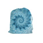 Silky Blue Spiral Fractal Drawstring Pouch (Large)