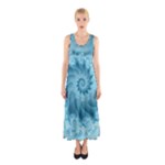 Silky Blue Spiral Fractal Sleeveless Maxi Dress