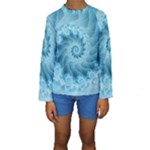 Silky Blue Spiral Fractal Kid s Long Sleeve Swimwear