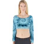 Silky Blue Spiral Fractal Long Sleeve Crop Top (Tight Fit)