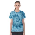 Silky Blue Spiral Fractal Women s Cotton Tee