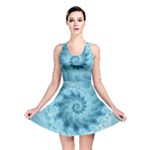 Silky Blue Spiral Fractal Reversible Skater Dress