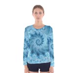 Silky Blue Spiral Fractal Women s Long Sleeve Tee