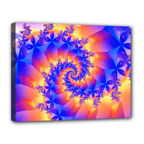 Colorful Psychedelic Spiral Fractal Canvas 14  x 11  (Stretched) from ArtsNow.com