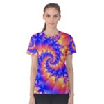 Colorful Psychedelic Spiral Fractal Women s Cotton Tee