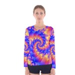 Colorful Psychedelic Spiral Fractal Women s Long Sleeve Tee