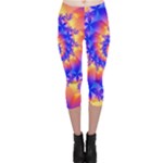 Colorful Psychedelic Spiral Fractal Capri Leggings 