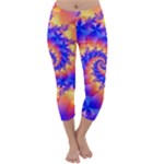 Colorful Psychedelic Spiral Fractal Capri Winter Leggings 