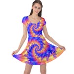 Colorful Psychedelic Spiral Fractal Cap Sleeve Dress