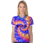 Colorful Psychedelic Spiral Fractal Women s V-Neck Sport Mesh Tee