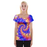 Colorful Psychedelic Spiral Fractal Women s Cap Sleeve Top