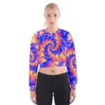 Colorful Psychedelic Spiral Fractal Women s Cropped Sweatshirt