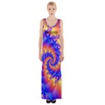 Colorful Psychedelic Spiral Fractal Maxi Thigh Split Dress