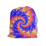 Colorful Psychedelic Spiral Fractal Drawstring Pouch (XL)