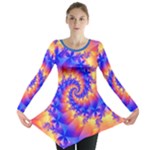 Colorful Psychedelic Spiral Fractal Long Sleeve Tunic 