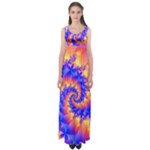 Colorful Psychedelic Spiral Fractal Empire Waist Maxi Dress