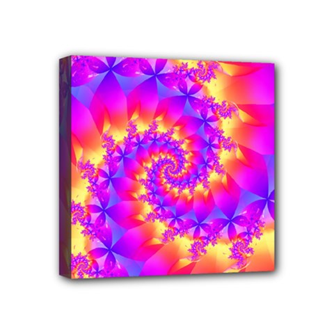 Colorful Psychedelic Spiral Fractal Mini Canvas 4  x 4  (Stretched) from ArtsNow.com