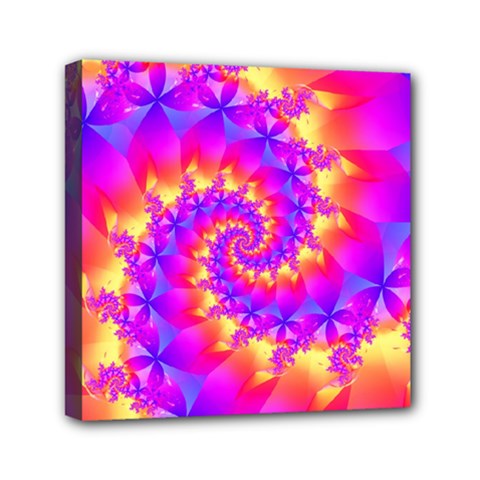 Colorful Psychedelic Spiral Fractal Mini Canvas 6  x 6  (Stretched) from ArtsNow.com