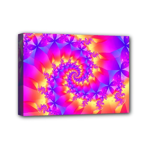 Colorful Psychedelic Spiral Fractal Mini Canvas 7  x 5  (Stretched) from ArtsNow.com