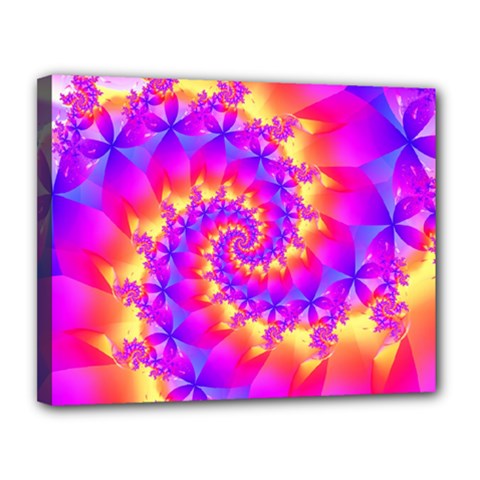 Colorful Psychedelic Spiral Fractal Canvas 14  x 11  (Stretched) from ArtsNow.com