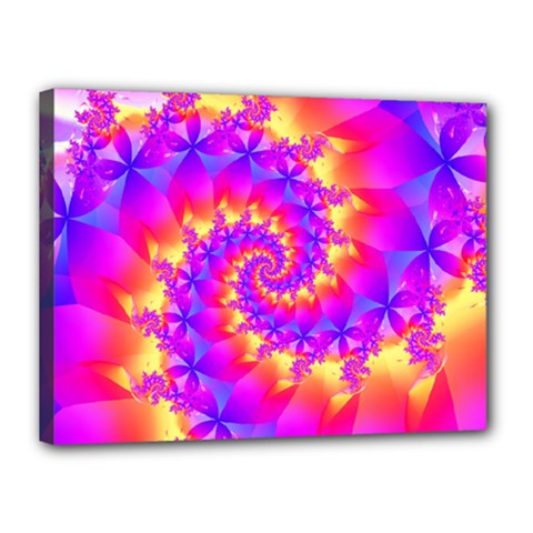 Colorful Psychedelic Spiral Fractal Canvas 16  x 12  (Stretched) from ArtsNow.com