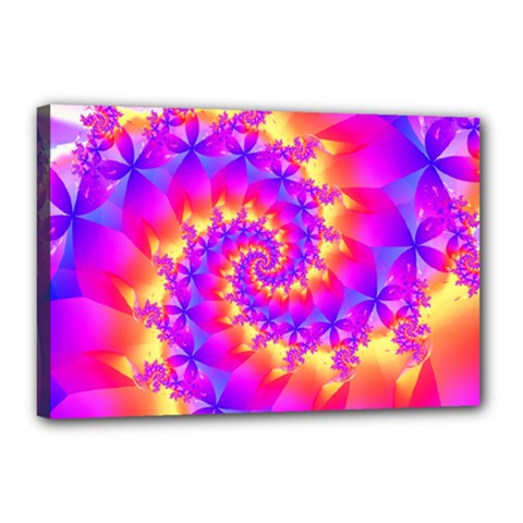 Colorful Psychedelic Spiral Fractal Canvas 18  x 12  (Stretched) from ArtsNow.com