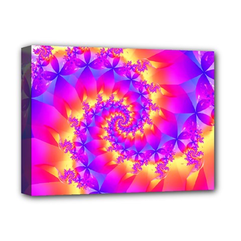 Colorful Psychedelic Spiral Fractal Deluxe Canvas 16  x 12  (Stretched)  from ArtsNow.com