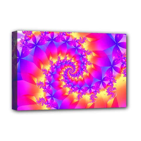 Colorful Psychedelic Spiral Fractal Deluxe Canvas 18  x 12  (Stretched) from ArtsNow.com