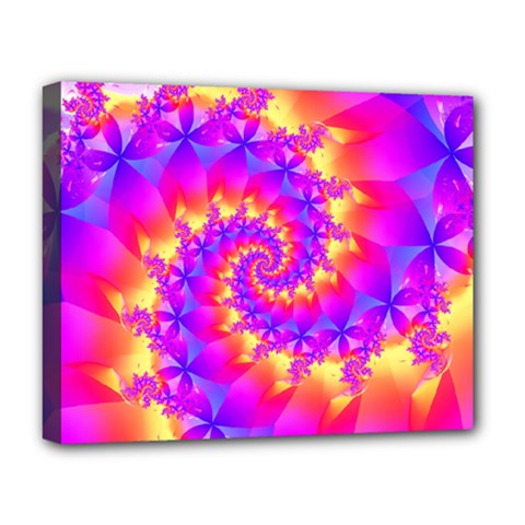 Colorful Psychedelic Spiral Fractal Deluxe Canvas 20  x 16  (Stretched) from ArtsNow.com