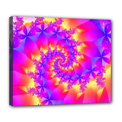 Colorful Psychedelic Spiral Fractal Deluxe Canvas 24  x 20  (Stretched) from ArtsNow.com