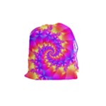 Colorful Psychedelic Spiral Fractal Drawstring Pouch (Medium)