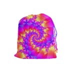 Colorful Psychedelic Spiral Fractal Drawstring Pouch (Large)