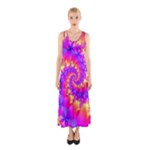 Colorful Psychedelic Spiral Fractal Sleeveless Maxi Dress