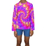 Colorful Psychedelic Spiral Fractal Kid s Long Sleeve Swimwear