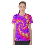 Colorful Psychedelic Spiral Fractal Women s Cotton Tee