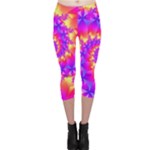 Colorful Psychedelic Spiral Fractal Capri Leggings 