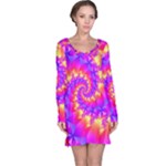 Colorful Psychedelic Spiral Fractal Long Sleeve Nightdress