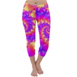 Colorful Psychedelic Spiral Fractal Capri Winter Leggings 