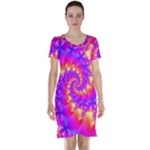 Colorful Psychedelic Spiral Fractal Short Sleeve Nightdress