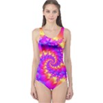 Colorful Psychedelic Spiral Fractal One Piece Swimsuit