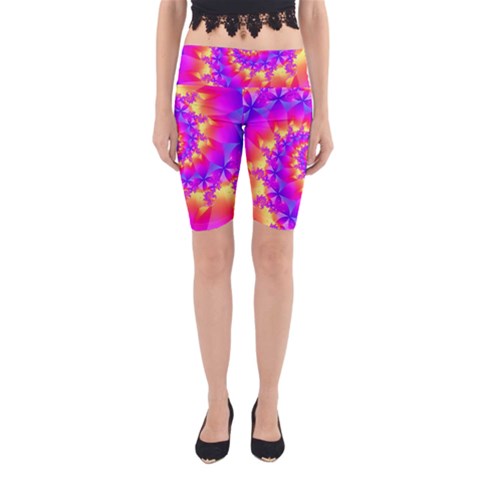 Colorful Psychedelic Spiral Fractal Yoga Cropped Leggings from ArtsNow.com