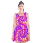 Colorful Psychedelic Spiral Fractal Scoop Neck Skater Dress