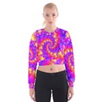 Colorful Psychedelic Spiral Fractal Women s Cropped Sweatshirt