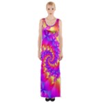 Colorful Psychedelic Spiral Fractal Maxi Thigh Split Dress