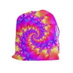 Colorful Psychedelic Spiral Fractal Drawstring Pouch (XL)