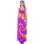 Colorful Psychedelic Spiral Fractal Empire Waist Maxi Dress