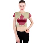 grunge canadian flag  Crew Neck Crop Top