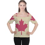 grunge canadian flag  Women s Cutout Shoulder Tee