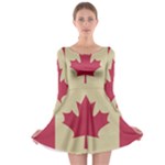 grunge canadian flag  Long Sleeve Skater Dress