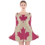 grunge canadian flag  Long Sleeve Velvet Skater Dress